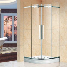 Buet rammeløs glidende hjørne dusjdør