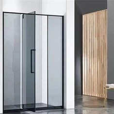 Svart svingende glassdusjdør